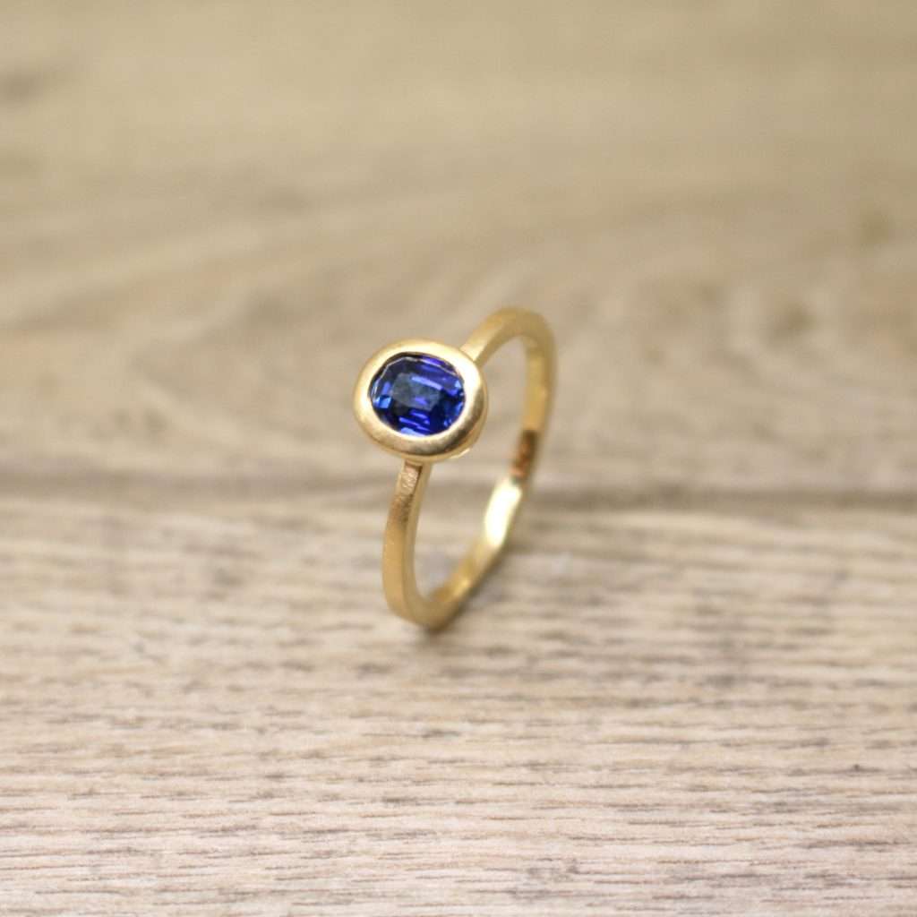 18ct Yellow Gold Oval Sapphire Ring Remodelled Bespoke Commission Victoria Jarman Jewellery