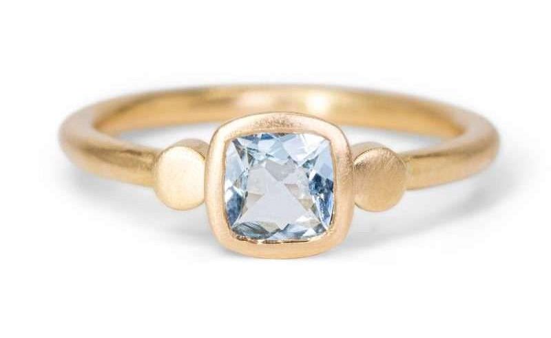 Fairmined 9ct yellow gold with cushion cut pale blue aquamarine Fairmined 9ct yellow gold with cushion cut pale blue aquamarine Victoria Jarman Jewellery