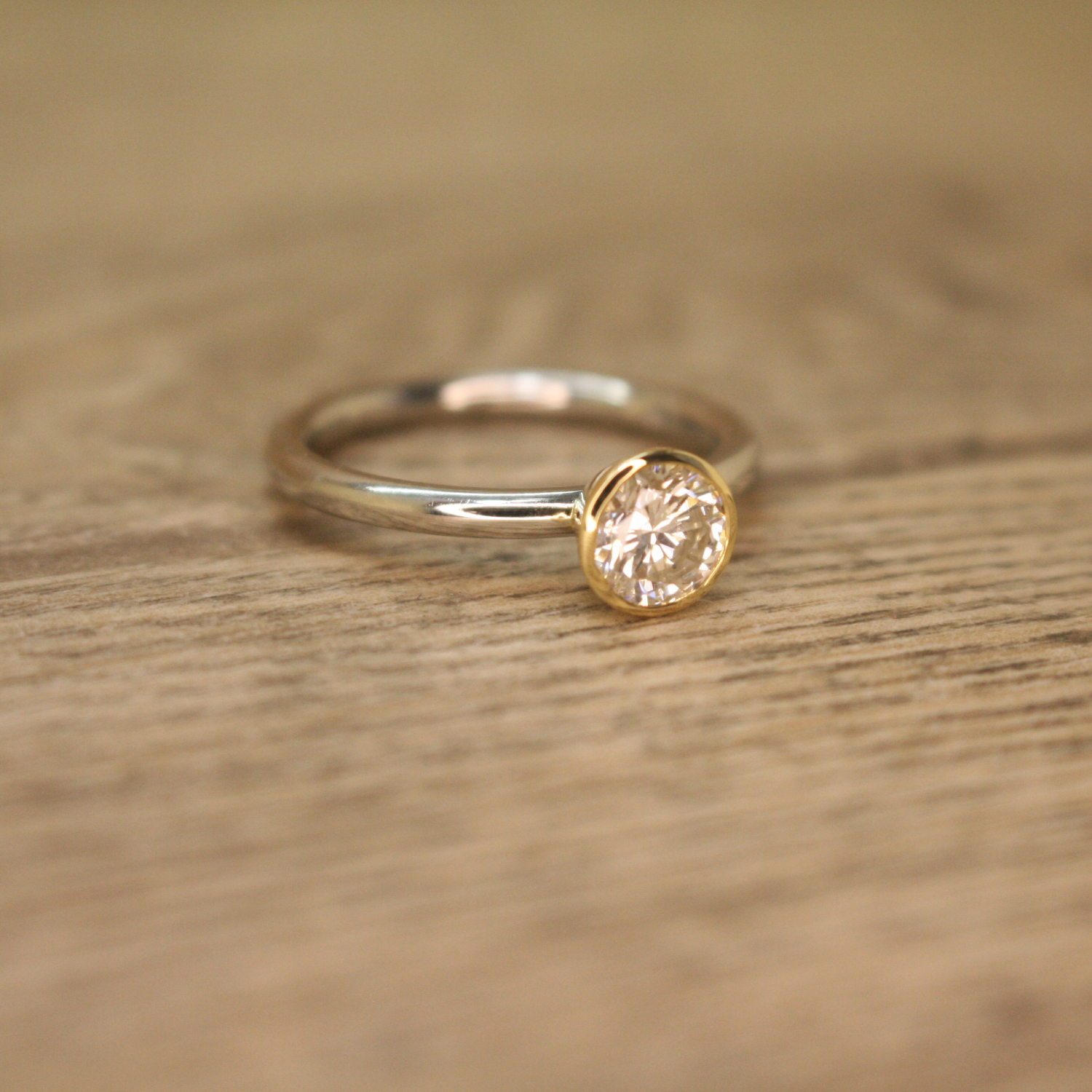 Platinum 18ct yellow gold diamond ring recycled and remodelled Victoria Jarman Jewellery