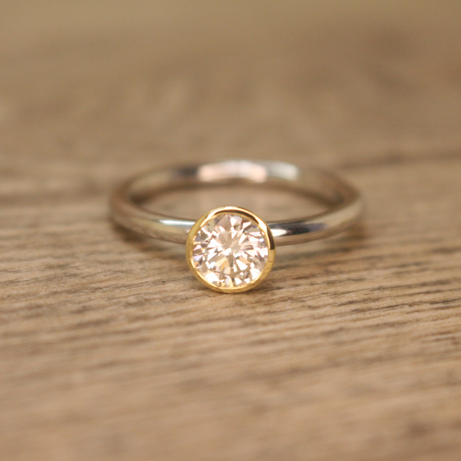 Platinum 18ct yellow gold diamond ring recycled and remodelled Victoria Jarman Jewellery